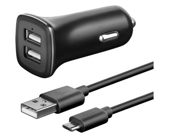 Универсальное автомобильное зарядное устройство AKAI 2хUSB, 2.4 A, черный, + кабель USB TypeC CH-6D07B 