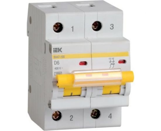 Автоматический выключатель IEK ВА47-100 2P 6А 10кА х-ка D MVA40-2-006-D 