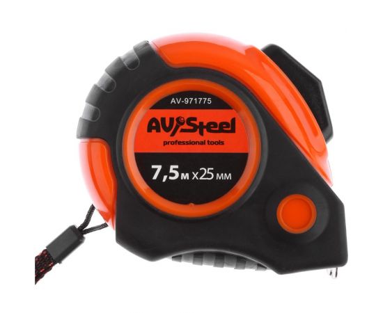 Рулетка, обрезиненный корпус 7.5мх25мм с автостопом AV Steel AV-971775 