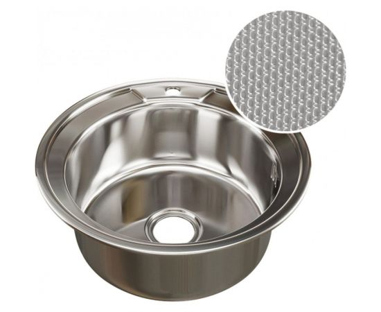 Мойка mixline круглая, 51х51х18 см, 0.8, выпуск 3 1/2, с сифоном, декор 532307 