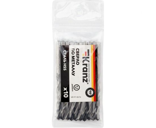 Сверло по металлу (10 шт; 4.2x75x43 мм; HSS) KRANZ KR-91-0616 