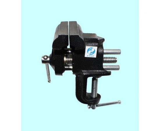 Слесарные тиски CNIC 75 мм неповоротные настольные с наковальней, крепление струбциной LT86203 69803 