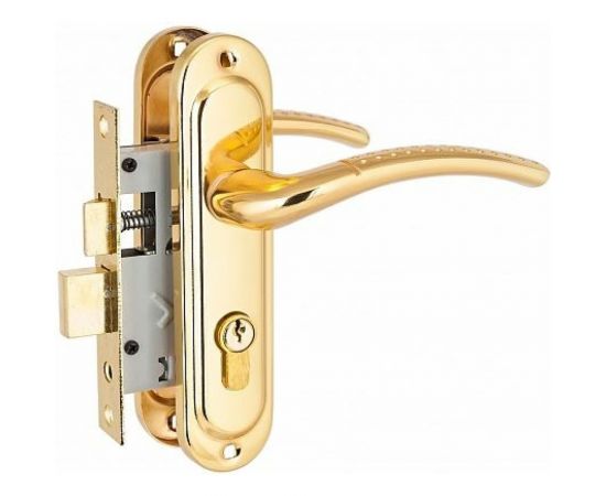 Врезной замок с ручкой Стандарт 132/50 GP латунь 4854 