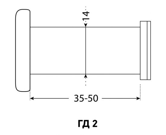 Дверной глазок Аллюр ГД-2 БШт 35-50 мм, d=14 мм, хром 1514 – изображение 2
