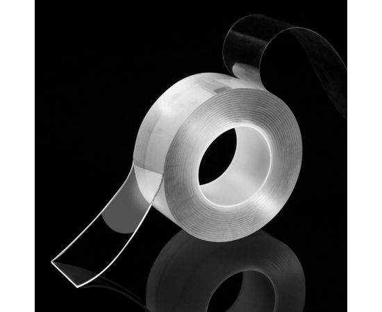 Прозрачная, двусторонняя, акриловая клейкая нано лента TORSO 8 мм х 3 м 5180087 – изображение 2