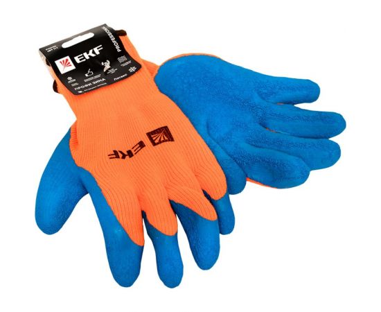 Рабочие утепленные перчатки EKF ПРОФИ ЗИМА с рельефным латексным покрытием, 10 класс, 9 размер pe10lt-9-pro – изображение 3
