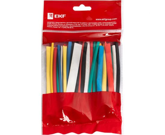 Набор термоусадочных трубок EKF PROxima ТУТ нг, 6 цветов по 5 штук, разного диаметра, 100мм tut-n-3-r – изображение 3