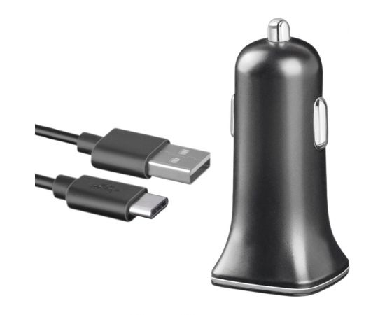 Универсальное автомобильное зарядное устройство AKAI 2хUSB, 2.4 A, черный, + кабель USB TypeC CH-6D07B – изображение 3