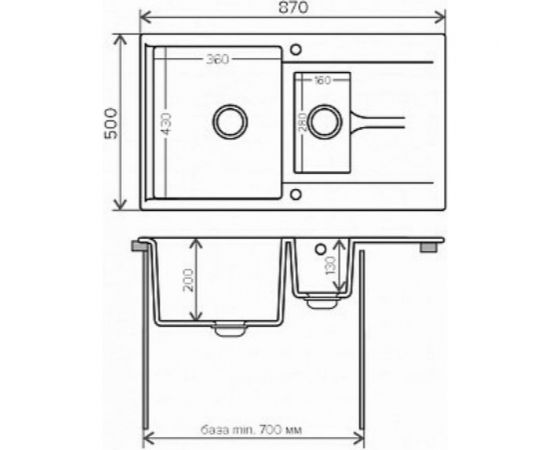 Кухонная мойка Polygran BRIG-870 (№16 Черный) 627383 – изображение 3