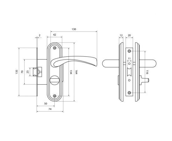 Защелка БУЛАТ ЗЩ1-Д03.07 (П) НОМОС (титан; правая; с фиксацией) 13954 – изображение 3