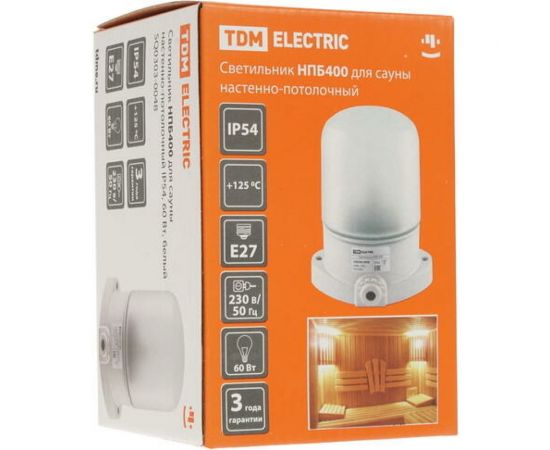 Светильник для сауны белый TDM НПБ400 SQ0303-0048 – изображение 4
