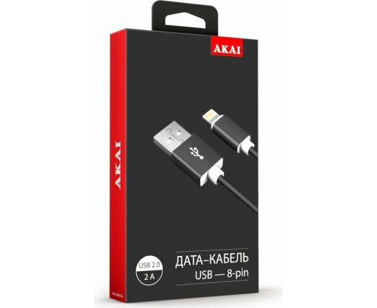 Дата-кабель AKAI USB 2.0 8-pin Apple Lightning черный CE-604B – изображение 7