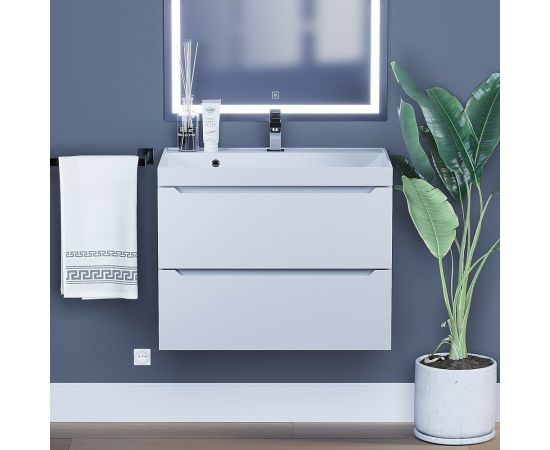 Подвесная тумба с раковиной uperwood Tanos 70 см, белая 291020226 