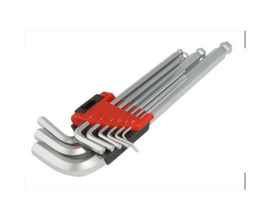 Набор шестигранных ключей МастерАлмаз с шаром, экстрадлинные, 9 шт, 1,5-10 мм 10501040 