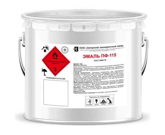 Эмаль ЗАГОРСКИЙ ЛАКОКРАСОЧНЫЙ ЗАВОД ПФ-115 черная 10 кг ZLK05365 – изображение 2