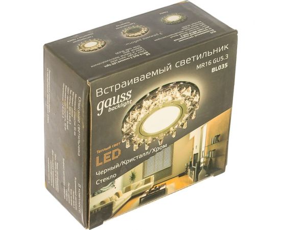 Точечный светильник Gauss Backlight черный/кристалл/хром Gu5.3 LED подсветка 2700K BL035 – изображение 2