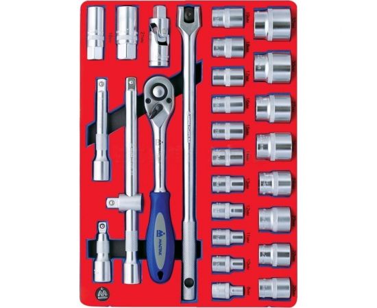 Набор торцевых головок 1/2 с принадлежностями 28шт МАСТАК 5-004228:8527 – изображение 2