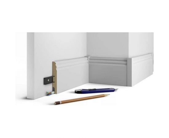 Соединительный элемент для плинтуса Cosca Decor белый под покраску, 6 шт., МДФ СПБ074662 – изображение 2