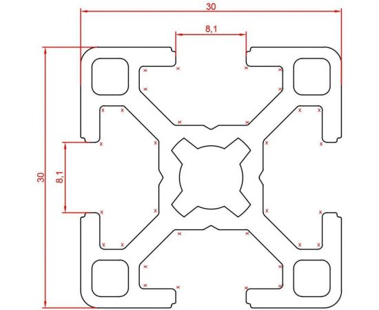 Профиль конструкционный 2000х30x30 мм, паз 8 мм Алтервиа А11303008x2000 – изображение 4