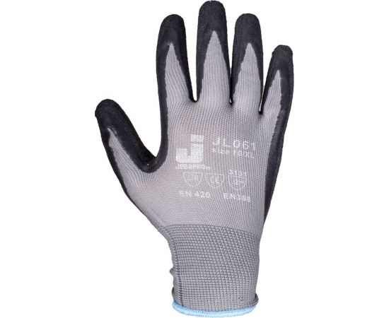 Защитные перчатки из полиэфирной пряжи c рельефным латексным покрытием Jeta Safety размер 8/M, серый/черный JL061/M – изображение 4