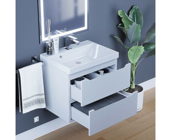 Подвесная тумба с раковиной uperwood Tanos 60 см, белая 291020225 – изображение 5