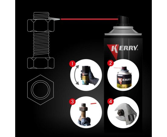 Жидкий ключ KERRY средство для отвинчивания приржавевших деталей, Клапан 360, 210 мл, KR-940-1 11604768 – изображение 5