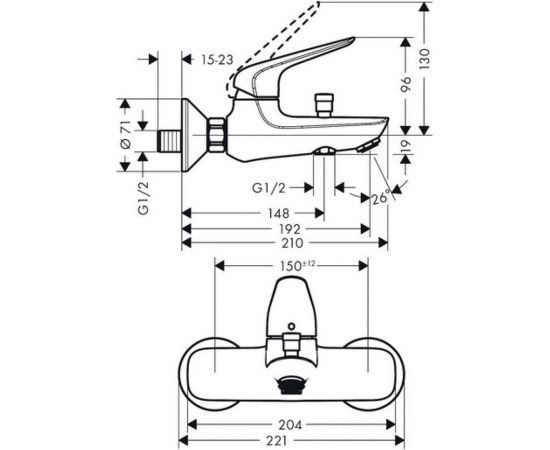 Смеситель для ванны HANSGROHE 71040000 Novus 00000057419 – изображение 7