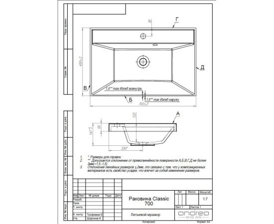 Подвесная тумба с раковиной uperwood Tanos 70 см, белая 291020226 – изображение 10