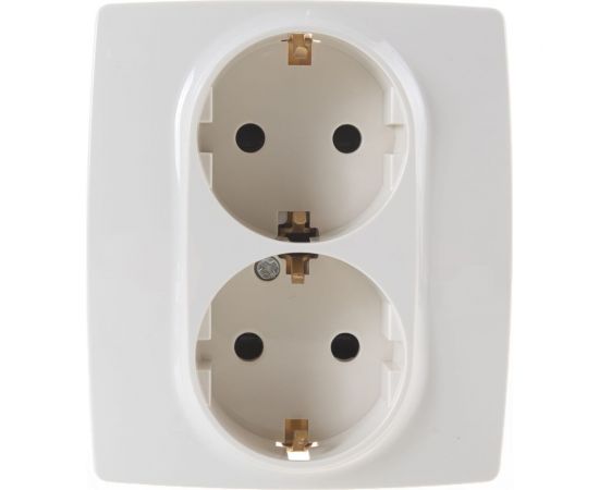 Розетка ЭРА 12-2104-02 2X2P+E Schuko со шторками, 16АХ-250В, слоновая кость Б0014700 