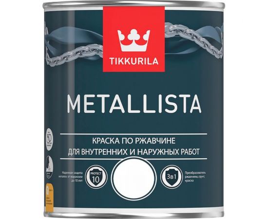 Краска по ржавчине 3 в 1 TIKKURILA Metallista Зеленая 2,5 л 203623 