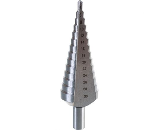 Сверло ступенчатое HSS 4-30х100 мм, 14 ступеней, хвостовик 10 мм Heller 22607 