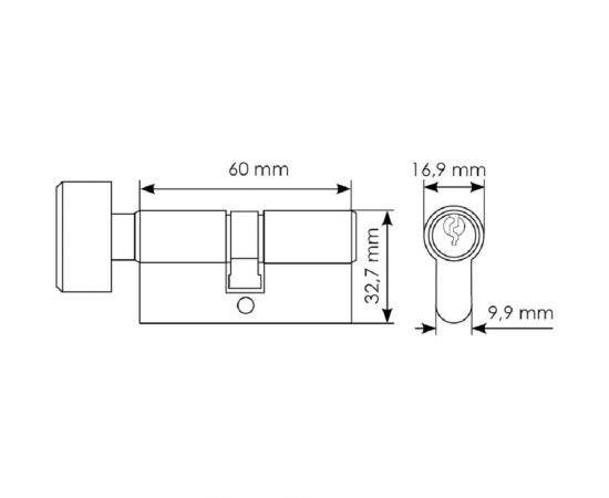 Ключевой цилиндр с заверткой MORELLI 60 мм 60CK PC 9008937 – изображение 2