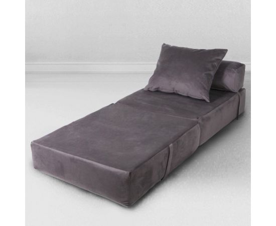 Бескаркасное кресло-кровать Mypuff Антрацит, мебельный велюр kv_472 – изображение 4