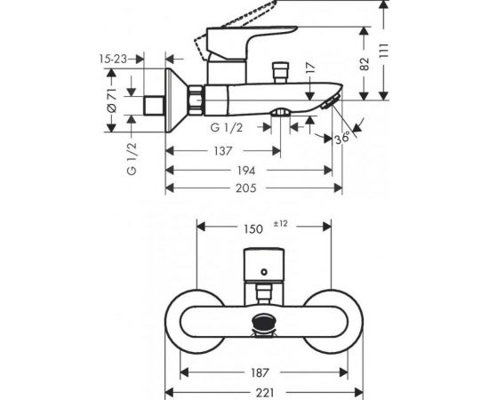 Смеситель для ванны HANSGROHE Talis E 71740000 00000043909 – изображение 4