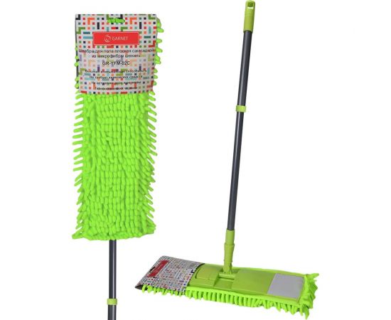 Плоская швабра для пола ЛЕТО Комфорт Плюс стальная ручка 120 см, насадка 42х12 см, шениль 7229 