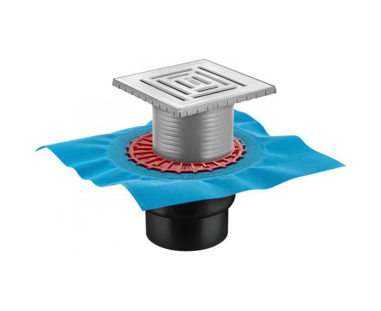 Напольный трап водосток BERGES ZENTRUM Uno 150х150, D50-110 мм 090472 