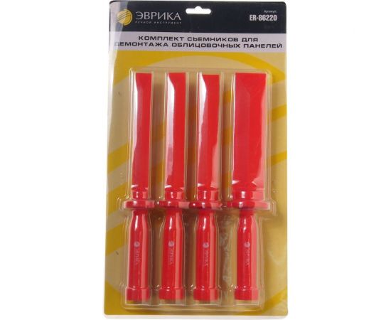Набор съемников для демонтажа облицовочных панелей с рукояткой, 4 шт. ЭВРИКА ER-86220 