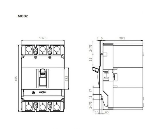 Автоматический выключатель Iskra в литом корпусе MOD2-3NL-160 3838733073780 – изображение 2