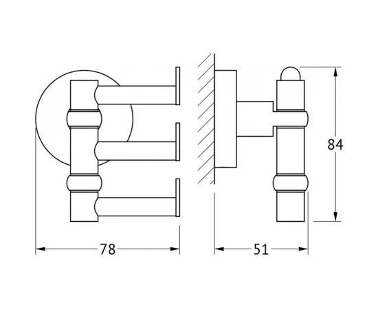 Тройной поворотный крючок Artwelle хром HAR 010 – изображение 2