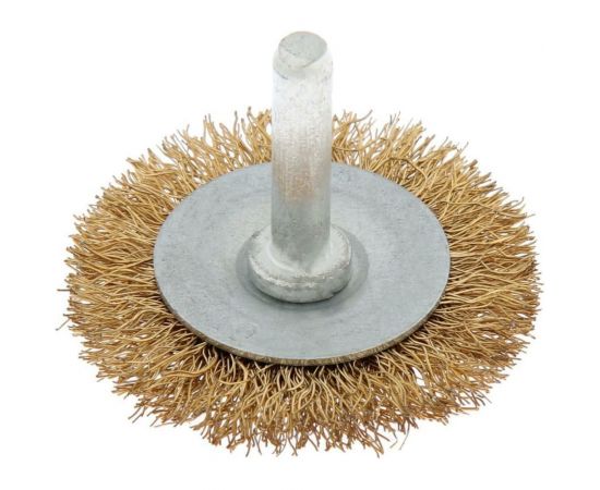 Щетка плоская металлическая со шпилькой 50 мм для дрели TUNDRA 1032375 – изображение 2