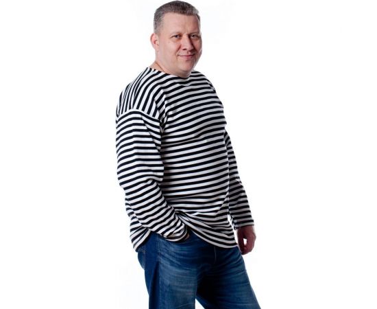 Тельняшка в черную полоску с длинным рукавом БЕРТА хлопок, плотная, 700ч-48-50 – изображение 2