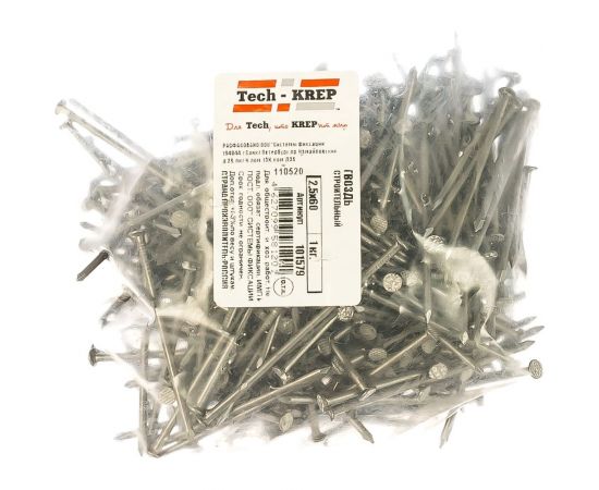 Строительный гвоздь 2.5х60, 1кг (448 шт.) - пакет Tech-Krep 101579 – изображение 2