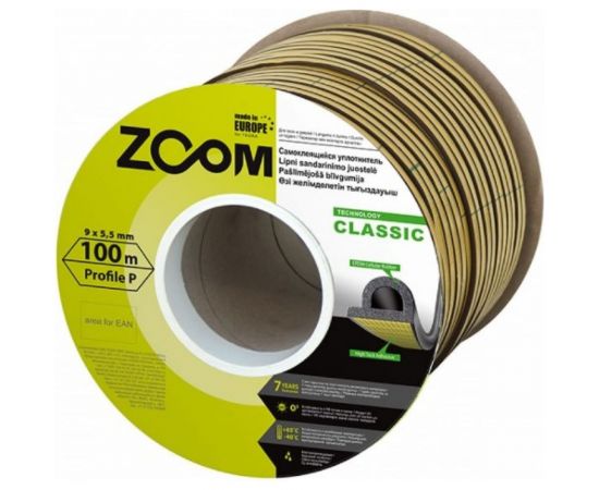 Уплотнитель самоклеящийся ""P"", черный, Classic ZOOM, 100m, 9х5,5мм 02-2-4-106 – изображение 2