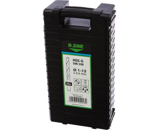Набор сверл (25 шт, 1-13 мм, HSS-G) по металлу D.BOR 141025108D-T – изображение 2