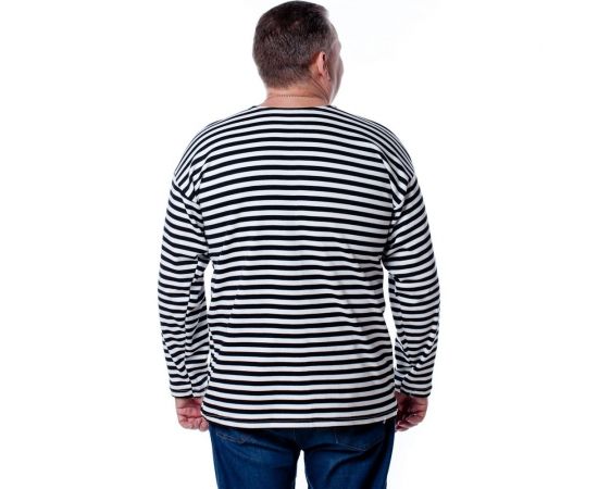 Тельняшка в черную полоску с длинным рукавом БЕРТА хлопок, плотная, 700ч-48-50 – изображение 3