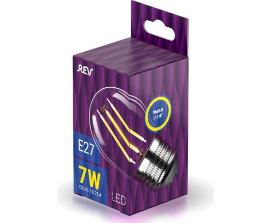 Светодиодная лампа REV FILAMENT шарик, G45, E27, 7W, 2700K, DECO Premium 32443 0 – изображение 3