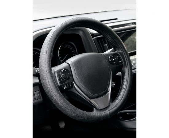 Оплетка KRAFT гладкая+перфор иск кожа, черная, 37-39 см/М KT 800300 – изображение 3