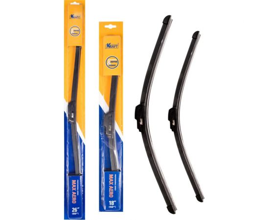Комплект бескаркасных щеток стеклоочистителя KRAFT 650/450 мм, 1 адаптер KT 830864 
