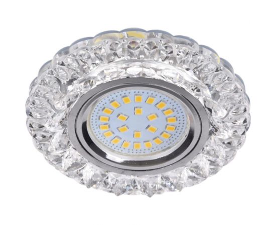 Встраиваемый светильник Ecola MR16 LD7009 GU5.3 с подсветкой "Кристалл" Прозрачный/Хром 30x95 FT16CCEFB 