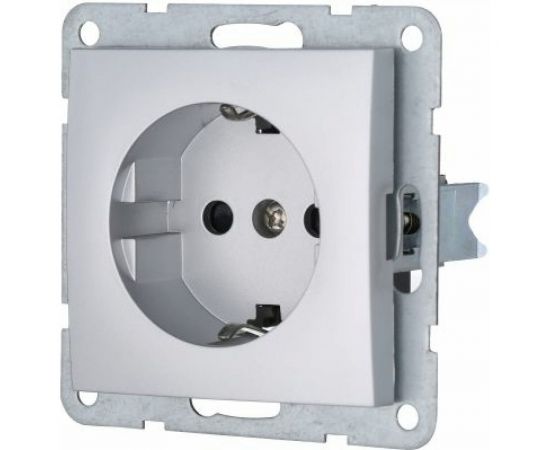 Розетка LK Studio с з/к, со шторками, серебристый металлик 863203-1 